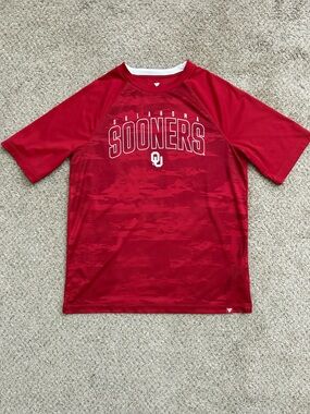 Oklahoma Sooners OU Red Graphic Logo Lightweight Short Sleeve Tee Men’s Large